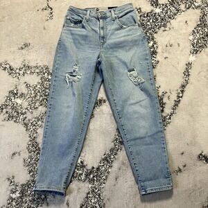 Levi Silver Tab Mom Jeans Womens Size 28 Light Blue Distressed Destroyed Denim